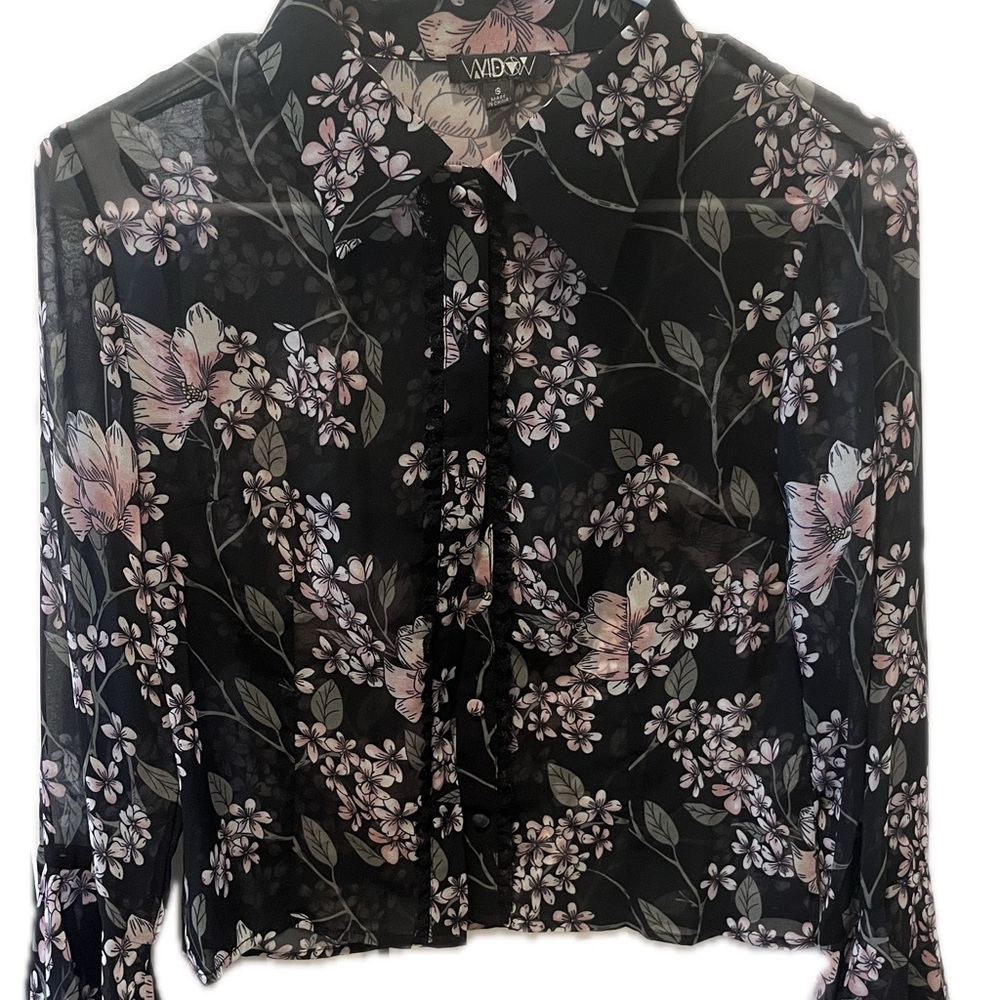 Widow Black Floral Women's Top